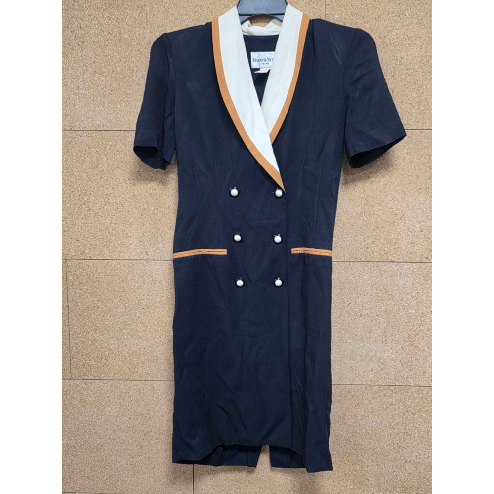 Women's Danny & Nicole Navy Double-Breasted Dress‎ with White Collar, Size 6